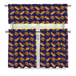 Hot Dog And Hamburger Pattern Print 3 Piece Kitchen Curtains