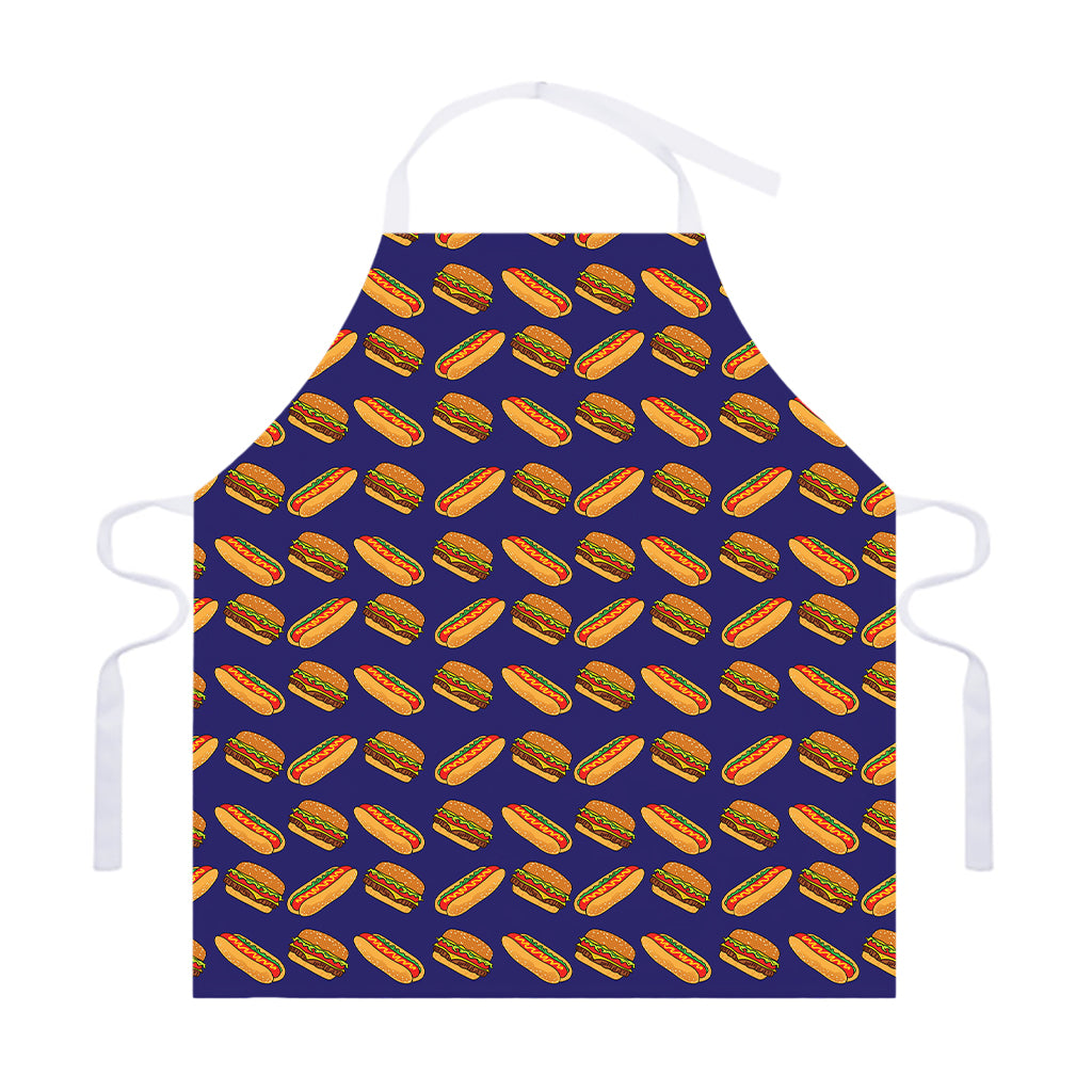 Hot Dog And Hamburger Pattern Print Adjustable Apron