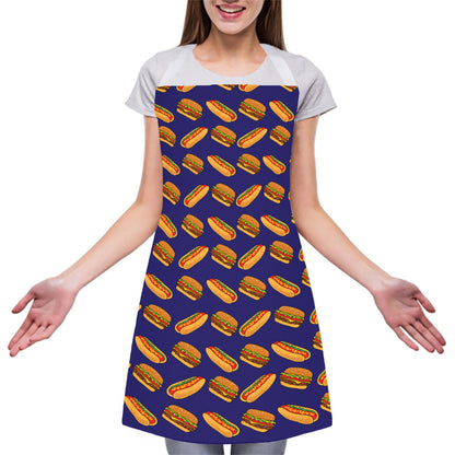 Hot Dog And Hamburger Pattern Print Adjustable Apron