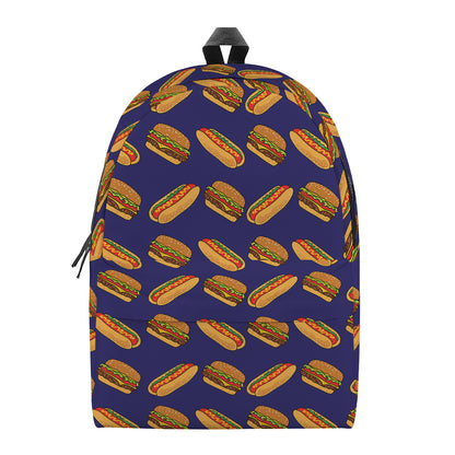 Hot Dog And Hamburger Pattern Print Backpack
