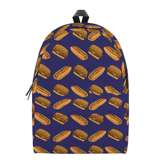 Hot Dog And Hamburger Pattern Print Backpack