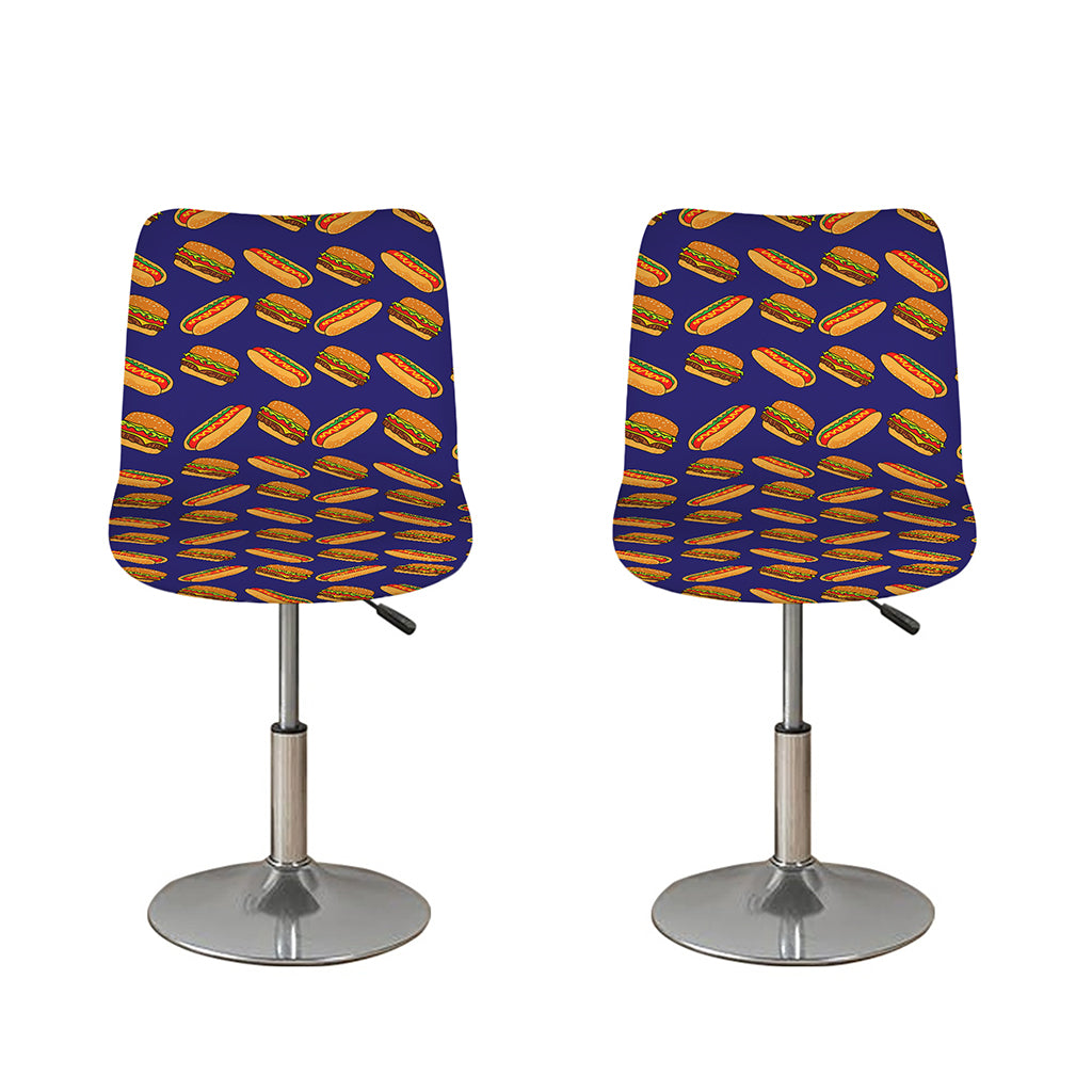Hot Dog And Hamburger Pattern Print Bar Stool Covers