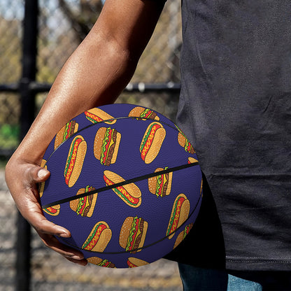 Hot Dog And Hamburger Pattern Print Basketball