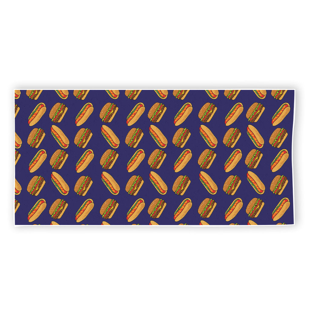 Hot Dog And Hamburger Pattern Print Beach Towel