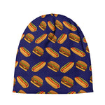 Hot Dog And Hamburger Pattern Print Beanie