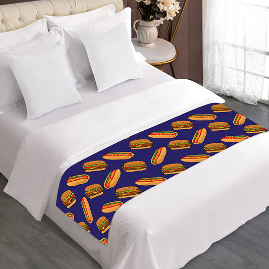 Hot Dog And Hamburger Pattern Print Bed Runner