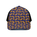 Hot Dog And Hamburger Pattern Print Black Mesh Trucker Cap