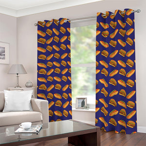 Hot Dog And Hamburger Pattern Print Blackout Grommet Curtains