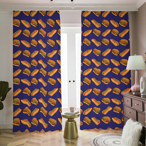 Hot Dog And Hamburger Pattern Print Blackout Pencil Pleat Curtains