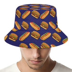 Hot Dog And Hamburger Pattern Print Bucket Hat