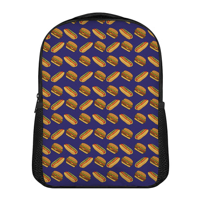 Hot Dog And Hamburger Pattern Print Casual Backpack