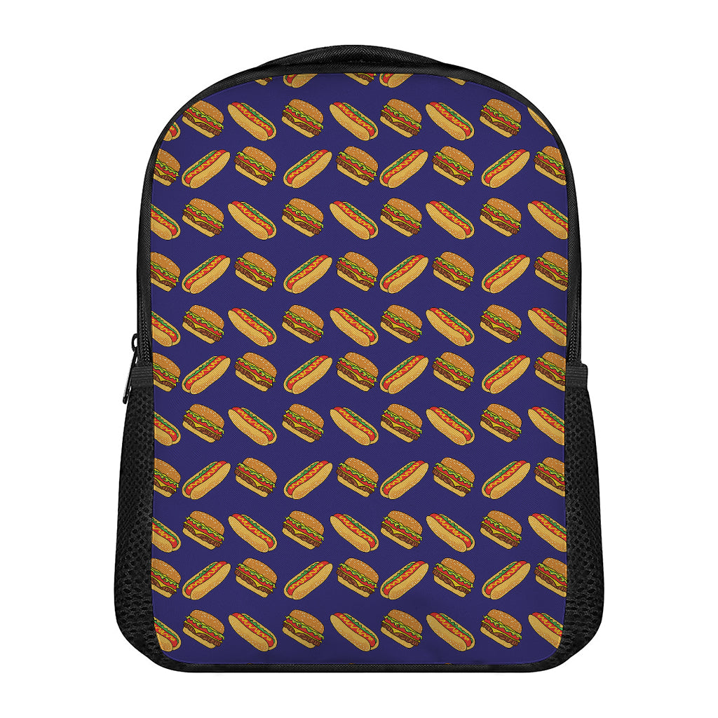 Hot Dog And Hamburger Pattern Print Casual Backpack