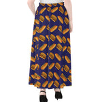 Hot Dog And Hamburger Pattern Print Chiffon Maxi Skirt