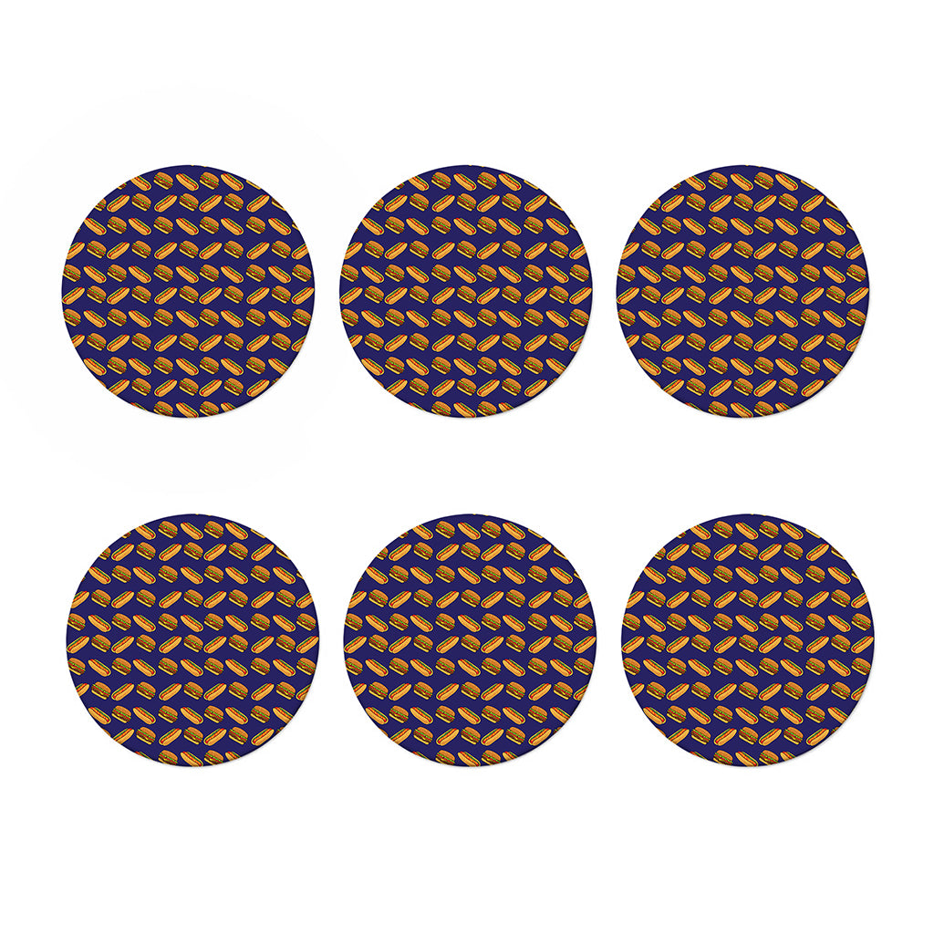 Hot Dog And Hamburger Pattern Print Coaster Set