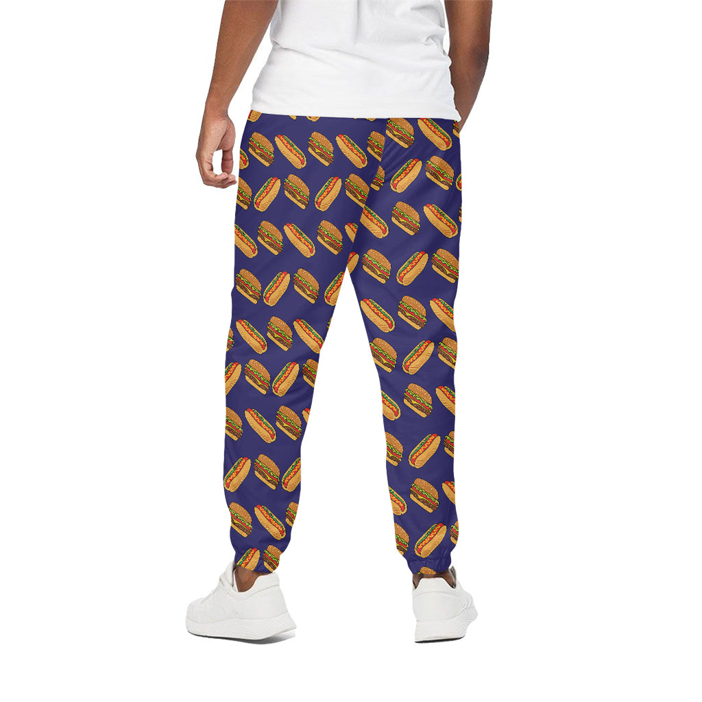 Hot Dog And Hamburger Pattern Print Cotton Pants