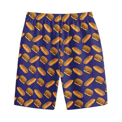 Hot Dog And Hamburger Pattern Print Cotton Shorts
