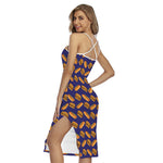 Hot Dog And Hamburger Pattern Print Cross Back Cami Dress