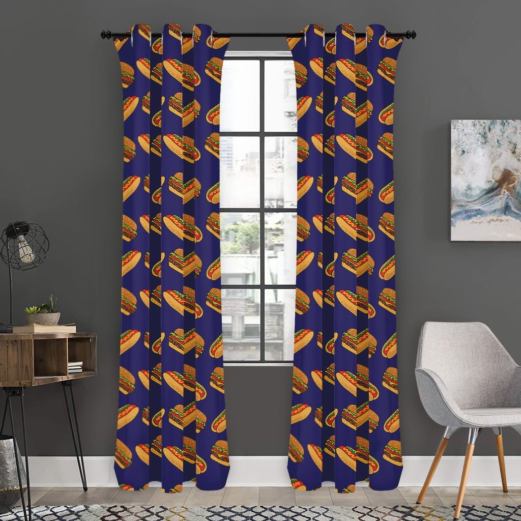 Hot Dog And Hamburger Pattern Print Curtain