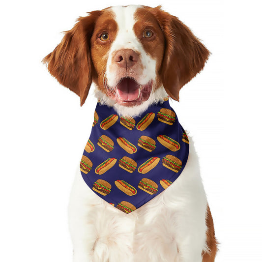 Hot Dog And Hamburger Pattern Print Dog Bandana