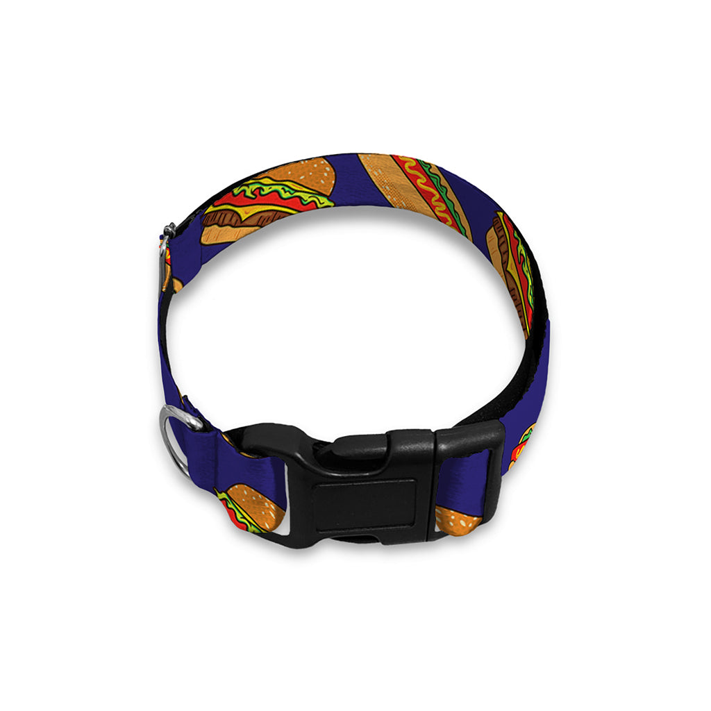 Hot Dog And Hamburger Pattern Print Dog Collar