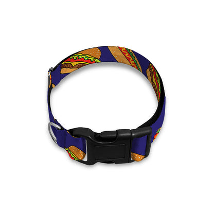Hot Dog And Hamburger Pattern Print Dog Collar
