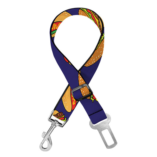 Hot Dog And Hamburger Pattern Print Dog Seat Belt