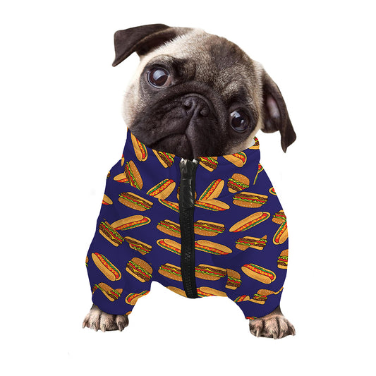 Hot Dog And Hamburger Pattern Print Dog Zip Up Jacket