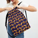 Hot Dog And Hamburger Pattern Print Drawstring Backpack