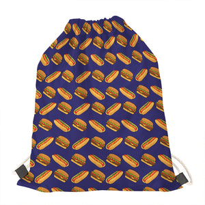 Hot Dog And Hamburger Pattern Print Drawstring Bag