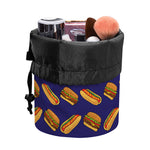 Hot Dog And Hamburger Pattern Print Drawstring Makeup Bag