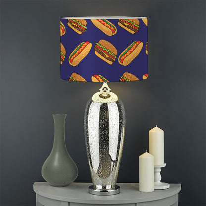Hot Dog And Hamburger Pattern Print Drum Lamp Shade