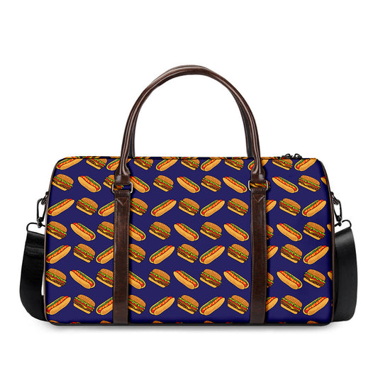 Hot Dog And Hamburger Pattern Print Duffle Bag