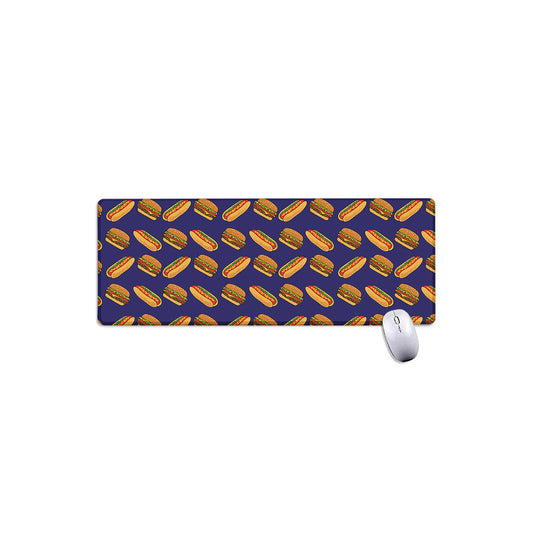 Hot Dog And Hamburger Pattern Print Extended Mouse Pad