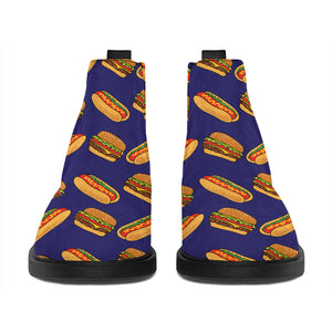 Hot Dog And Hamburger Pattern Print Flat Ankle Boots