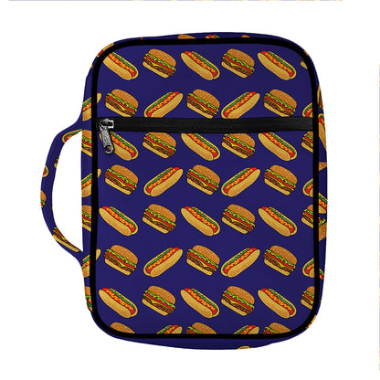 Hot Dog And Hamburger Pattern Print Front Pocket Bible Bag