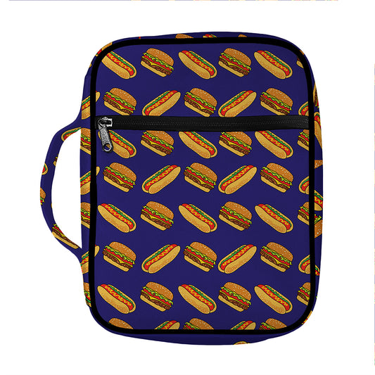 Hot Dog And Hamburger Pattern Print Front Pocket Bible Bag
