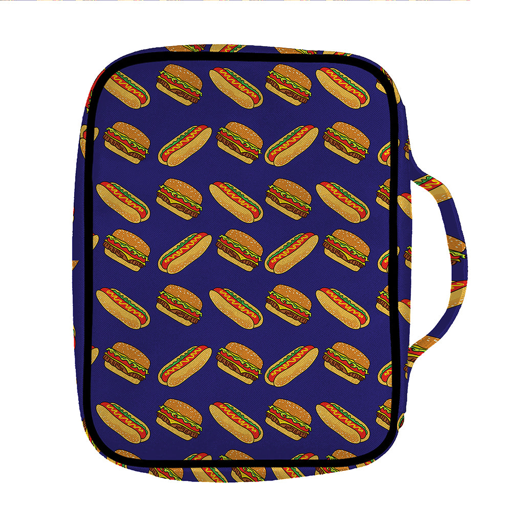 Hot Dog And Hamburger Pattern Print Front Pocket Bible Bag