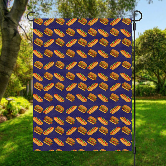 Hot Dog And Hamburger Pattern Print Garden Flag