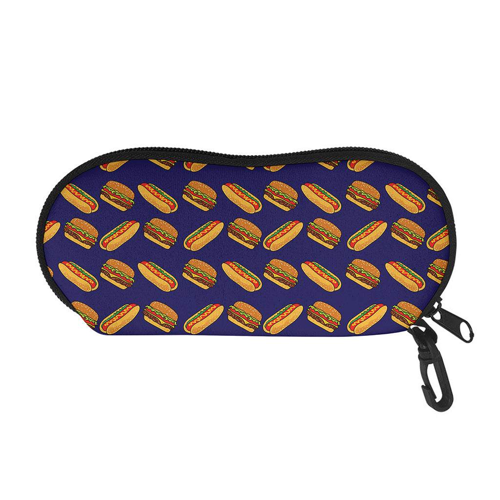 Hot Dog And Hamburger Pattern Print Glasses Case