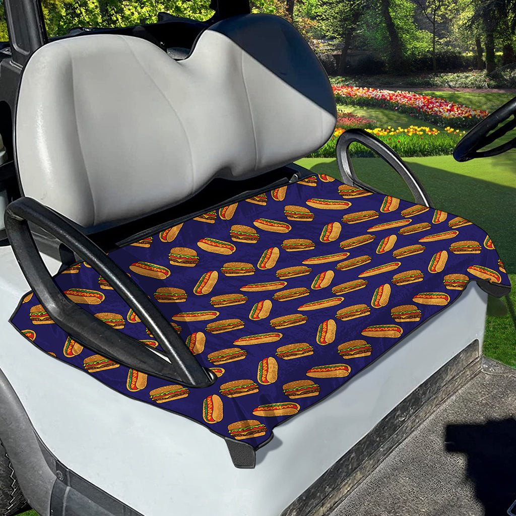 Hot Dog And Hamburger Pattern Print Golf Cart Seat Cover