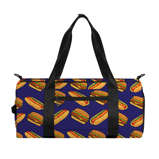 Hot Dog And Hamburger Pattern Print Gym Bag
