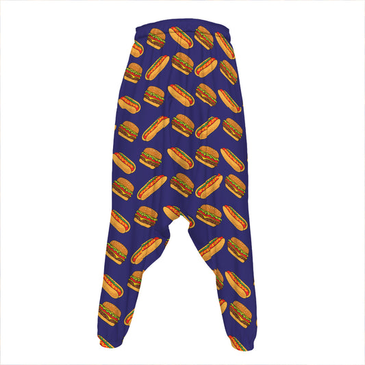 Hot Dog And Hamburger Pattern Print Hammer Pants