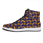 Hot Dog And Hamburger Pattern Print High Top Leather Sneakers
