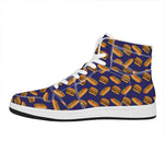 Hot Dog And Hamburger Pattern Print High Top Leather Sneakers
