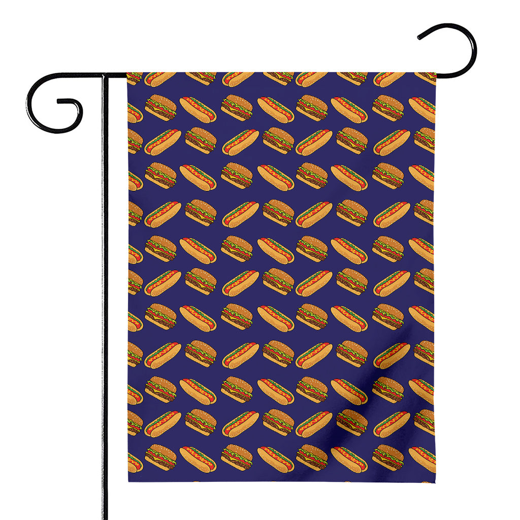 Hot Dog And Hamburger Pattern Print House Flag