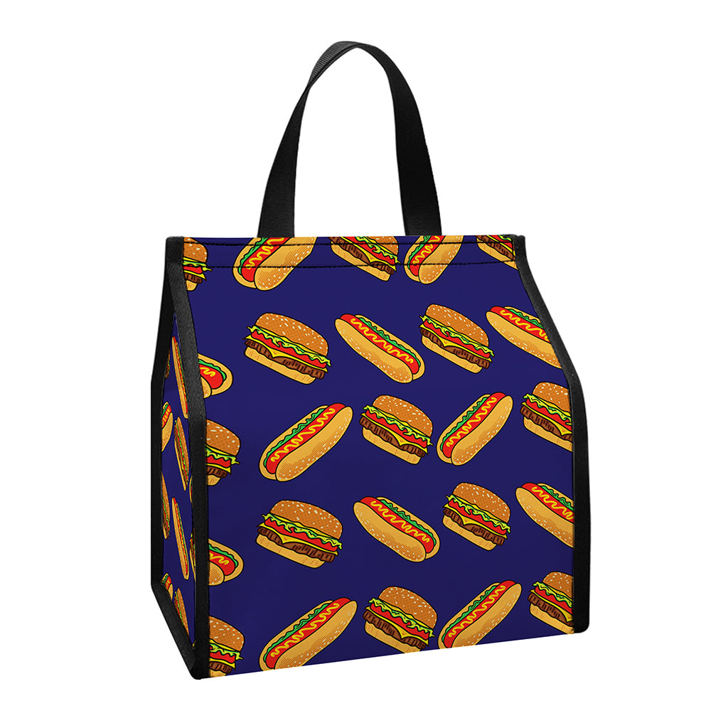 Hot Dog And Hamburger Pattern Print Insulated Lunch Tote