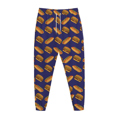 Hot Dog And Hamburger Pattern Print Jogger Pants