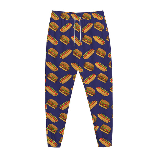 Hot Dog And Hamburger Pattern Print Jogger Pants