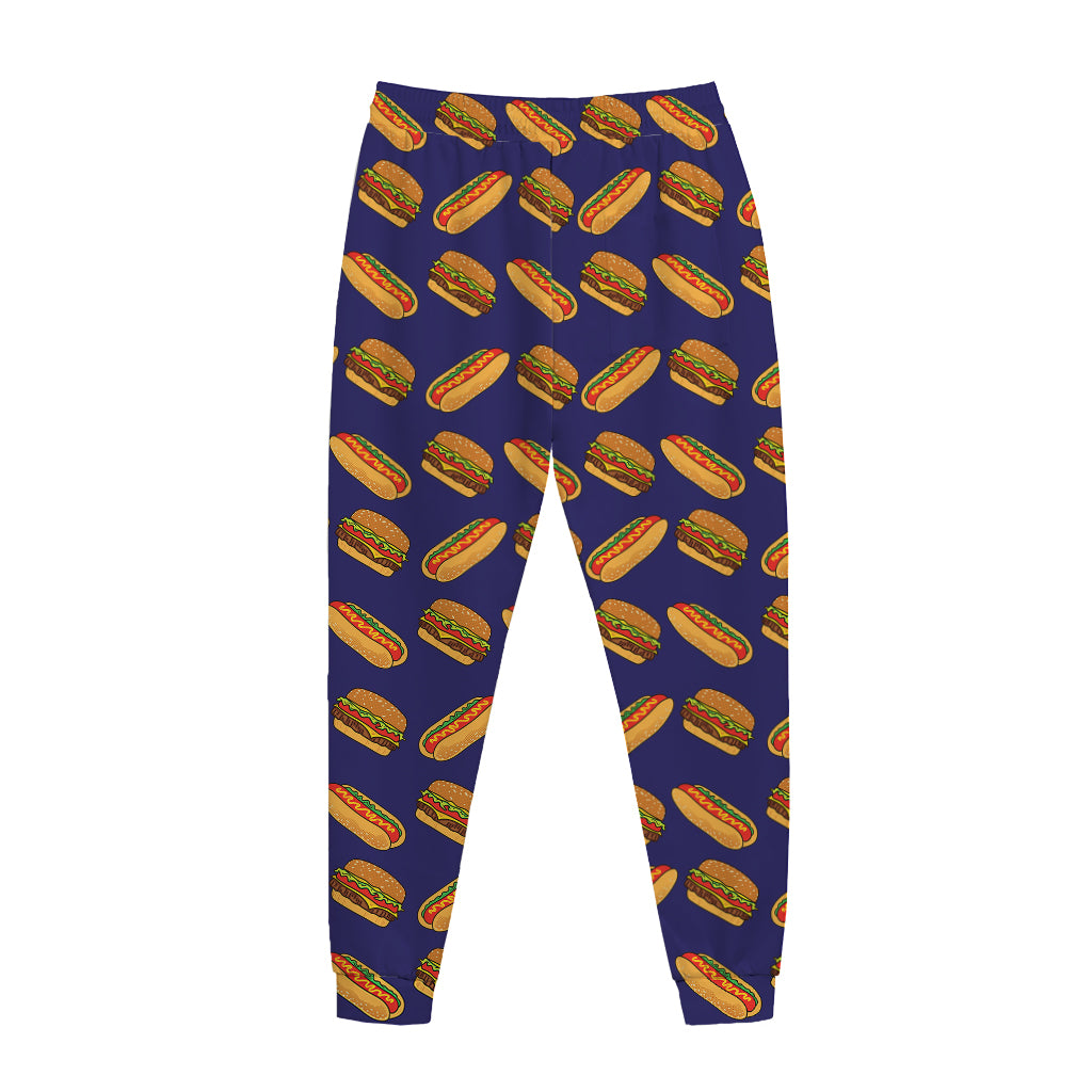 Hot Dog And Hamburger Pattern Print Jogger Pants