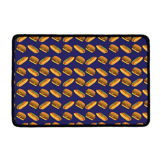 Hot Dog And Hamburger Pattern Print Kitchen Mat
